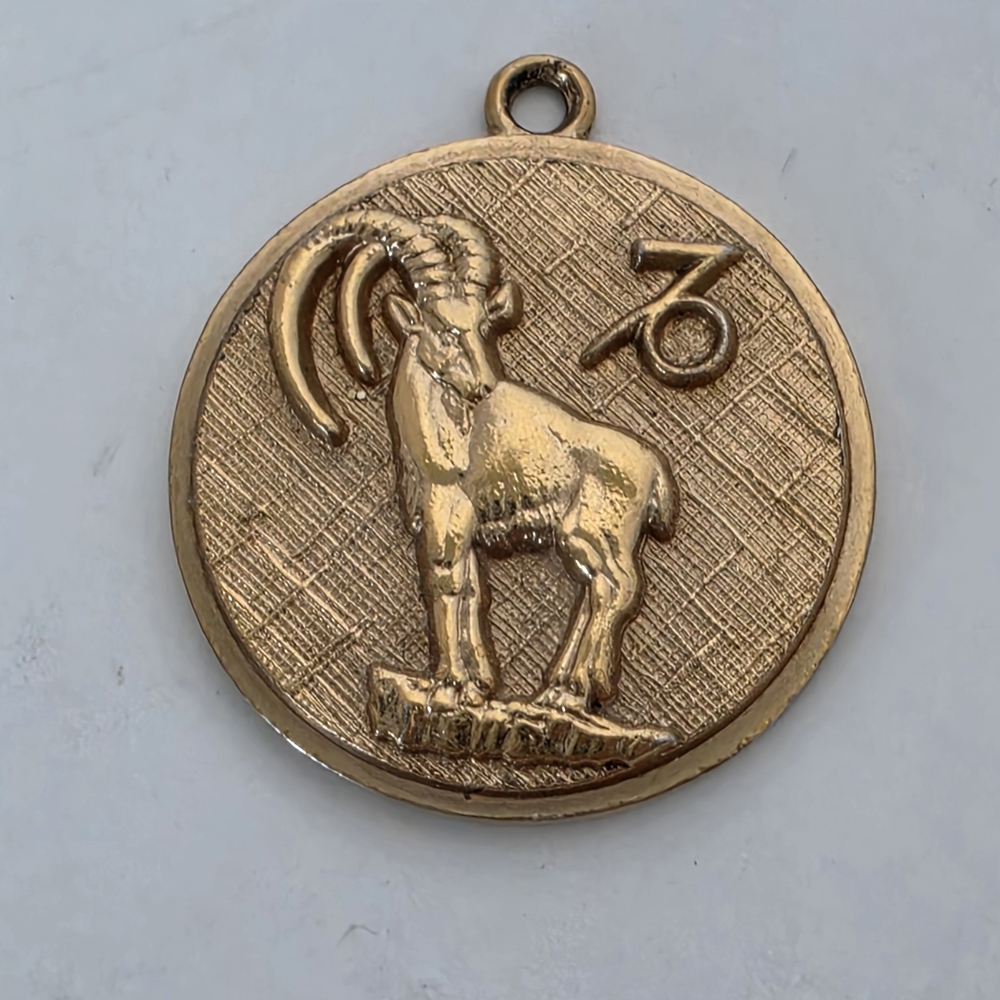 Vintage Gold metal Aries Zodiac Pendant Charm